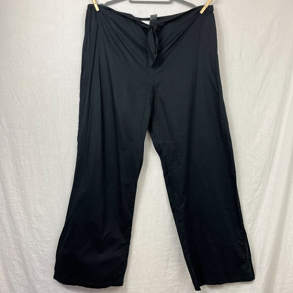 Spiegel Lightweight Cotton Straight Leg Trouser Women L Pull On Minimalist Black